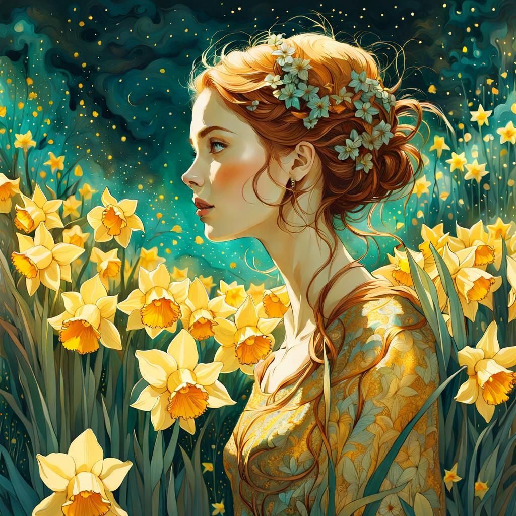 I wandered lonely as a cloud
That floats on high o'er vales and hills,
When all at once I saw a crowd,
A host, of golden...