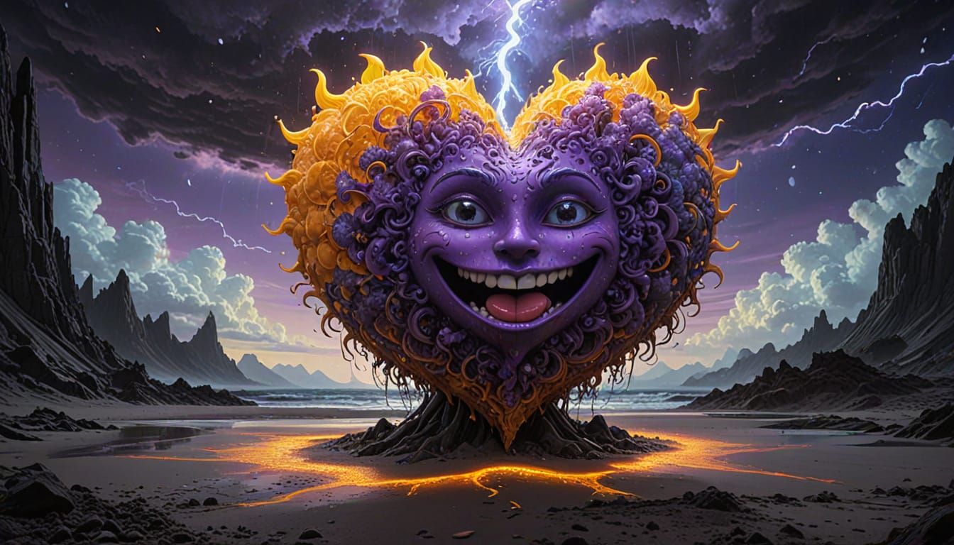 Glowing Heart in a Vibrant Astral Storm