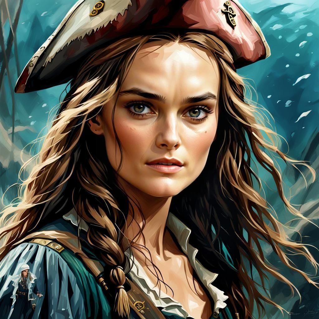 Elizabeth Swann: Digital Art Portrait of Pirate Beauty