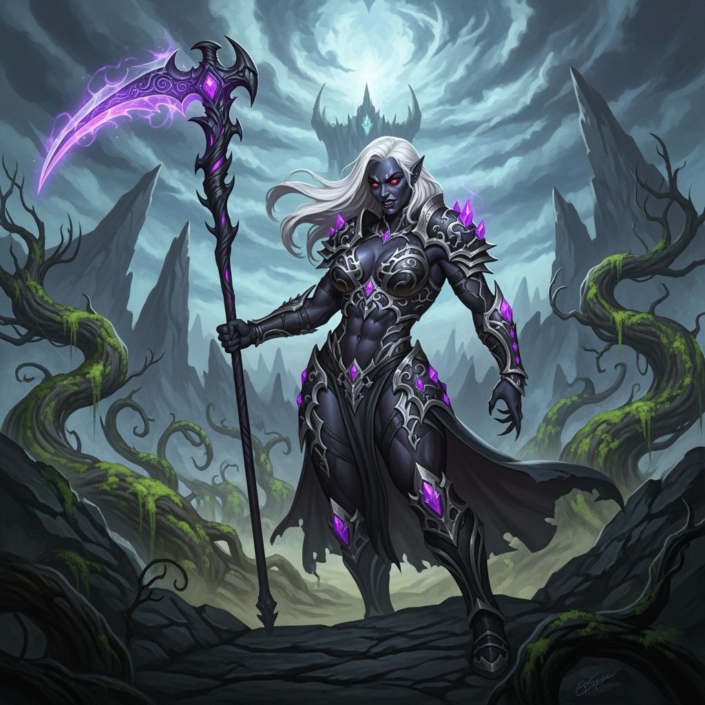 Powerful Drow Warrior in Mystical Realm