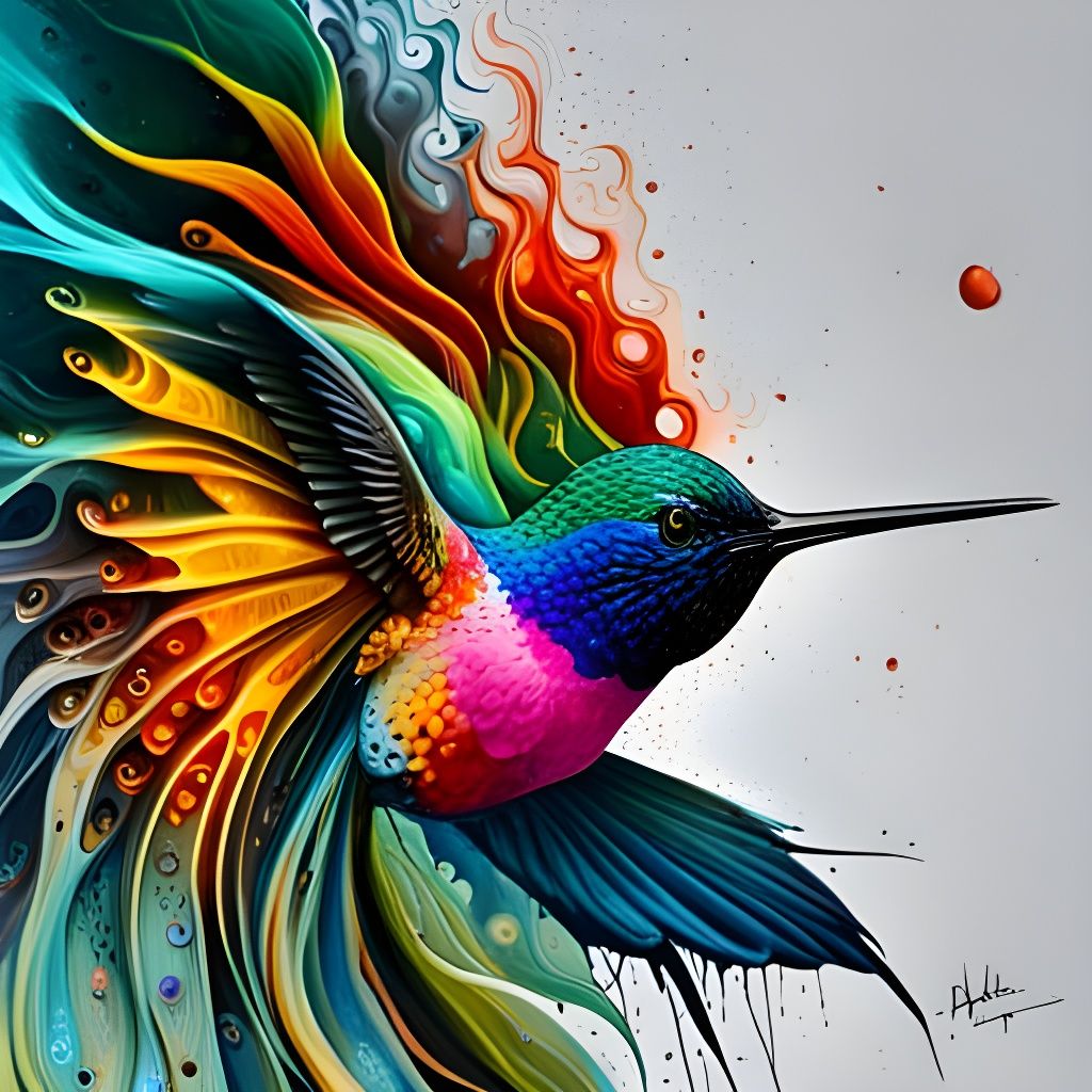 Graffiti Hummingbird in Splash Art Style