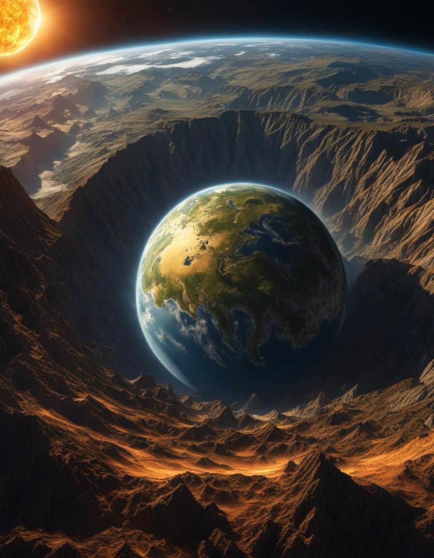 Fantastical Earth and Sun Concept Art in 8K