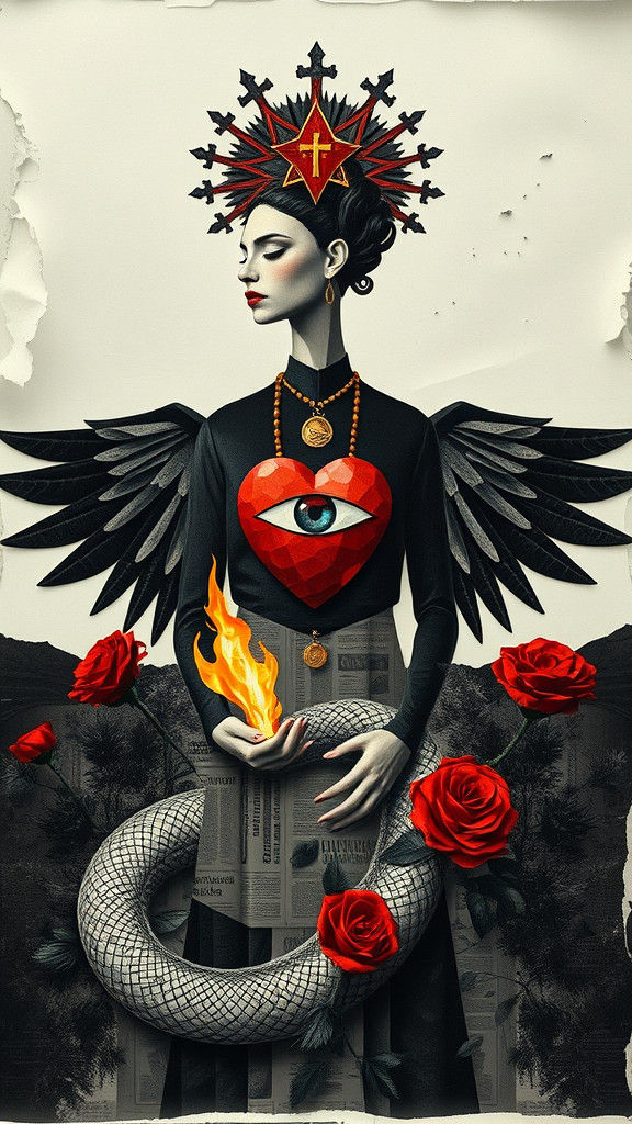 Surreal Androgynous Figure with Forbidden Fruit