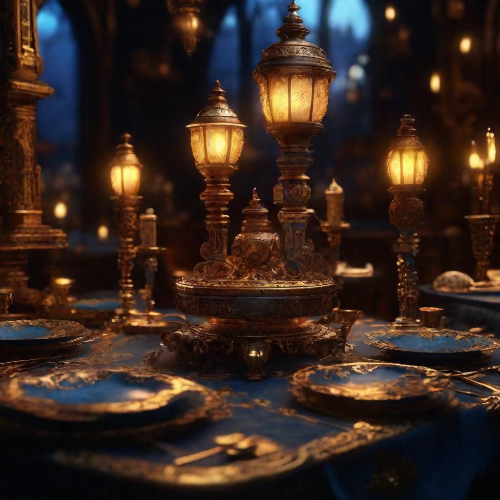 Steampunk Dinner Table with Mechanical Devices