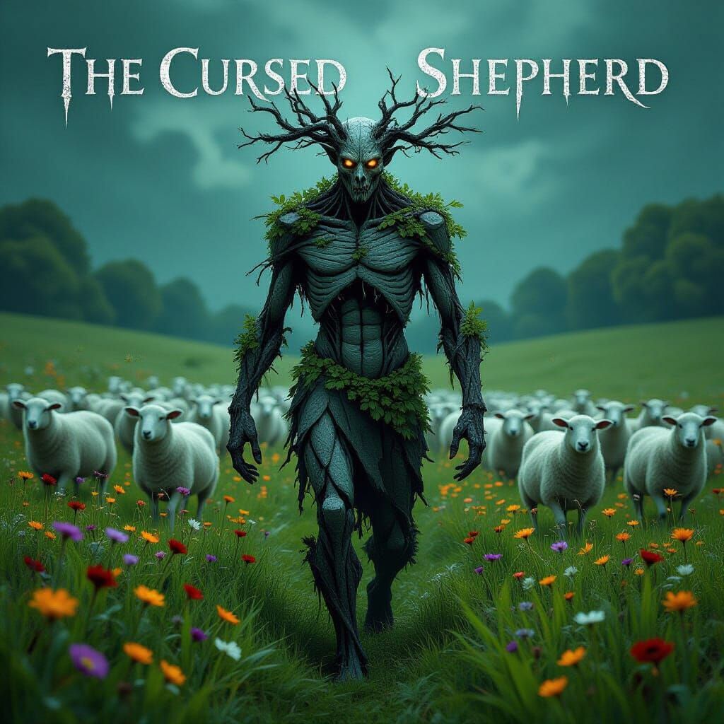 The Cursed Shepherd: A Haunting Specter in Moonlight