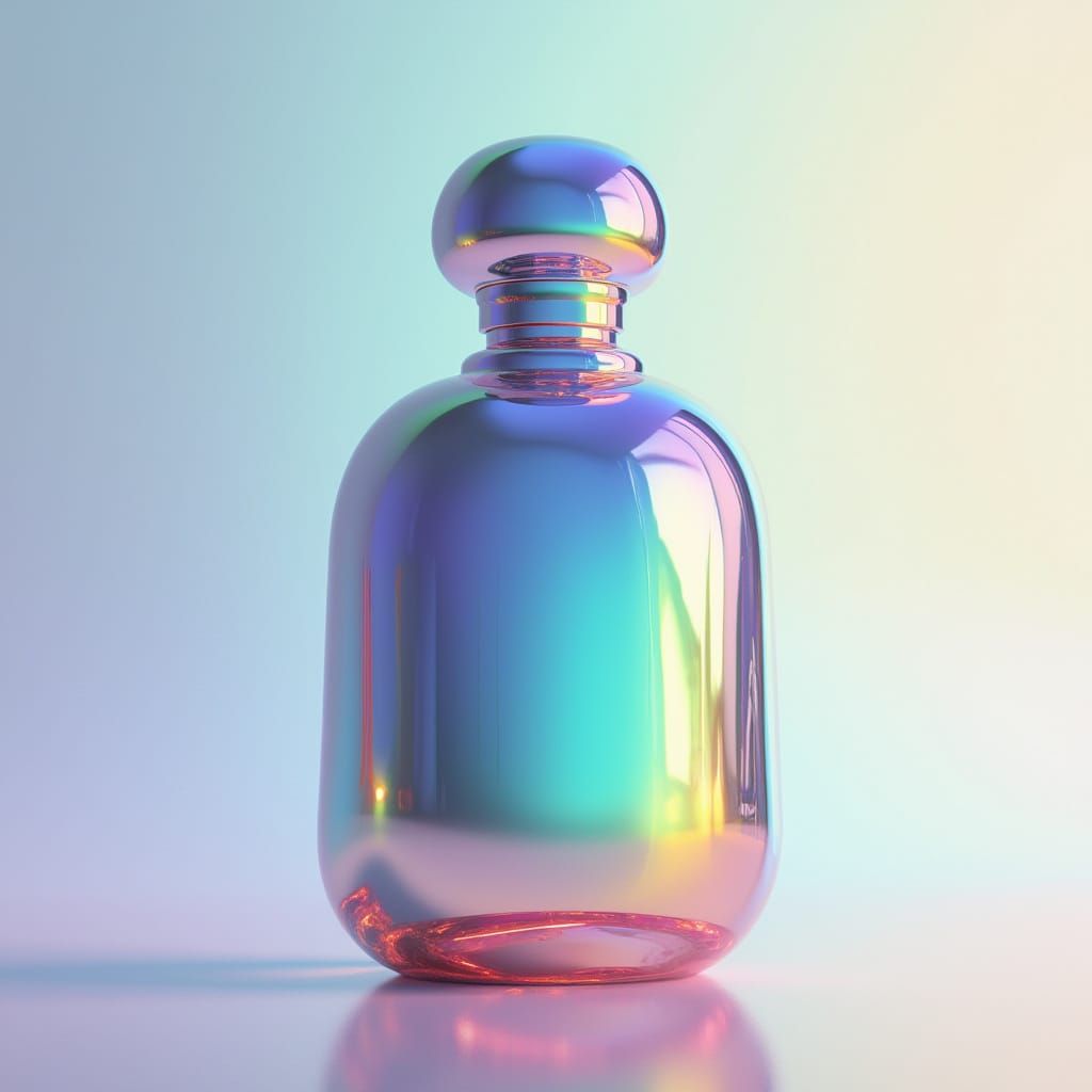 Reflective Metallic Perfume Bottle in Futuristic Style