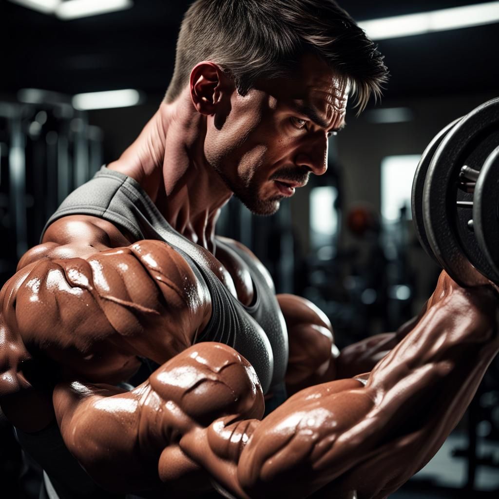 Detailed Concept Art of Muscular Gym Trainer