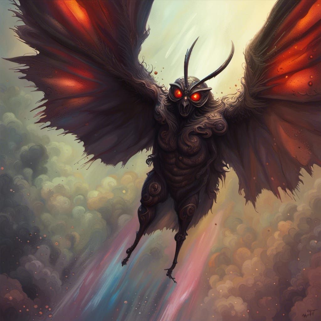 Hyperrealistic Mothman Concept Art in Vivid Color