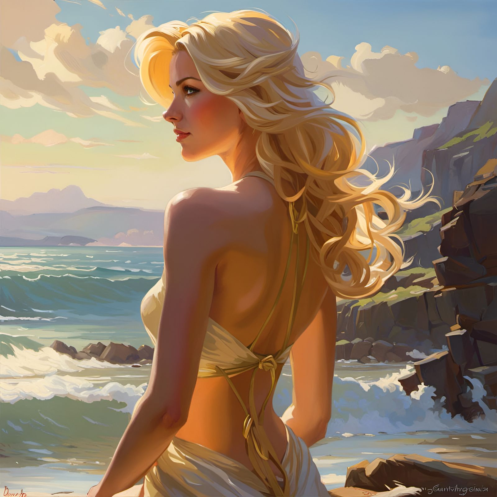 Beautiful Blonde Portrait in Fantasy Art Style