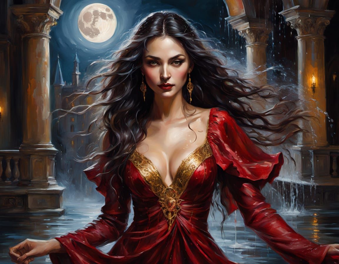 Sensual Vampire Sorceress in Whirling Dance