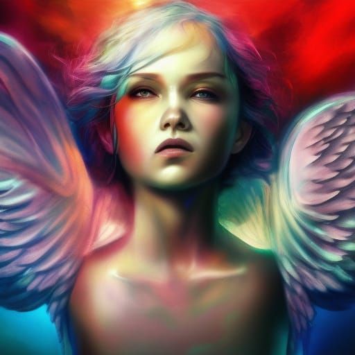 Angel's Suffering: Hyperrealistic Splash Art