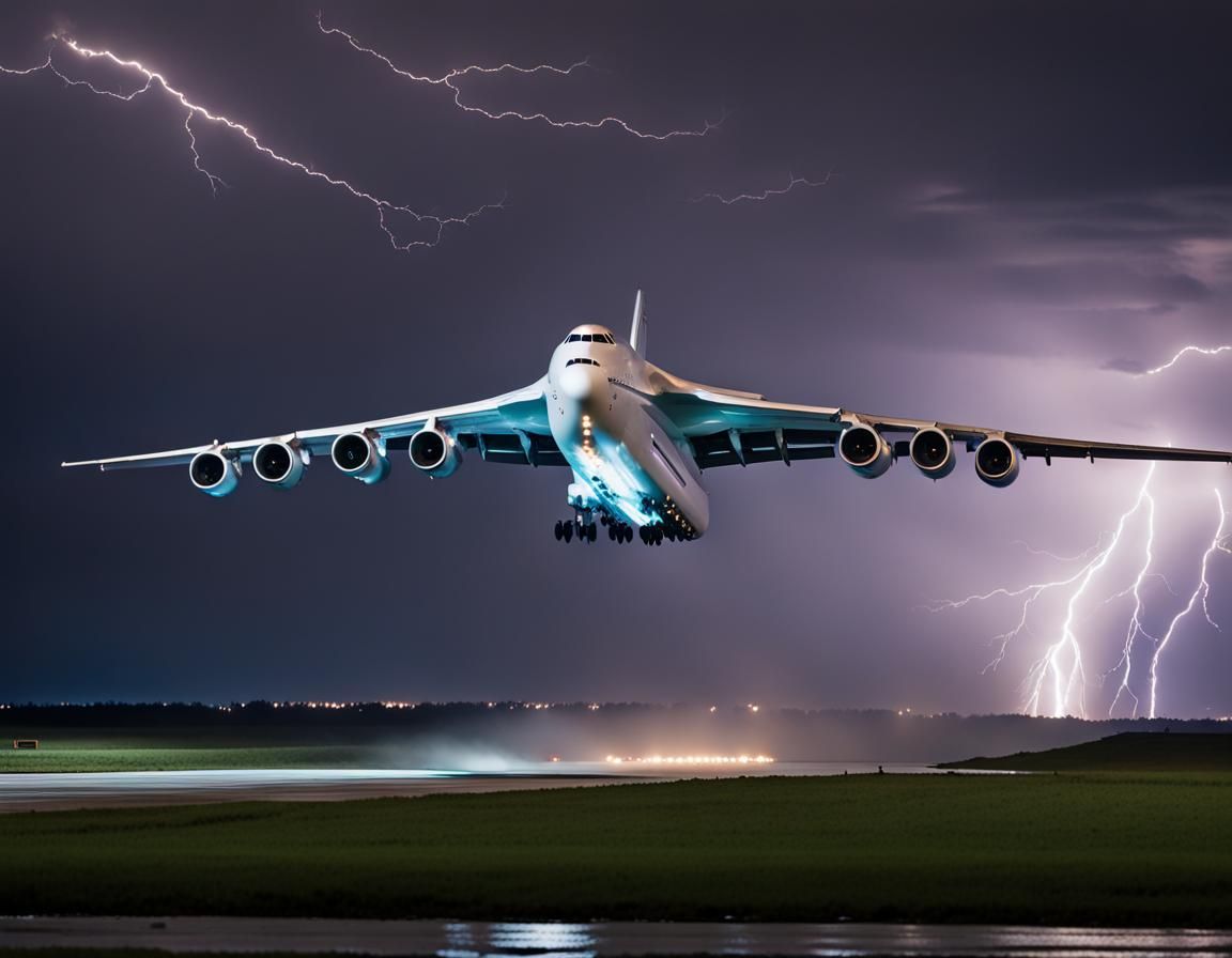 Antonov An-225 Landing in a Stormy Night