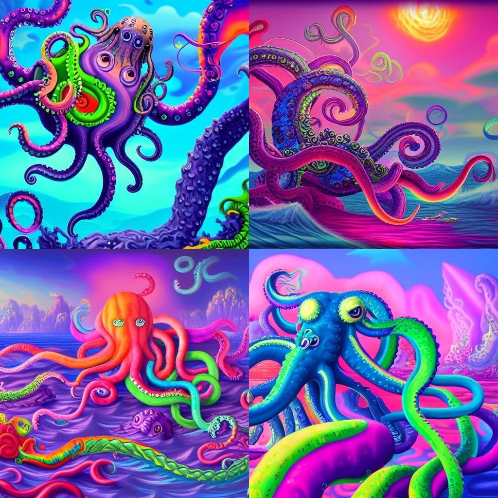 Lisa Frank Kraken Fantasy Art