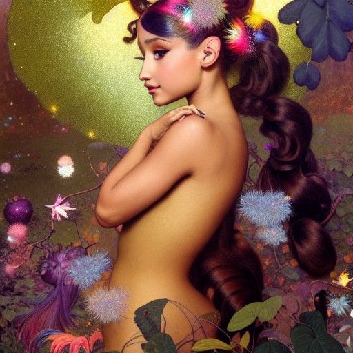 Fairy Portrait with Luminous Sparkles as Oil Painting