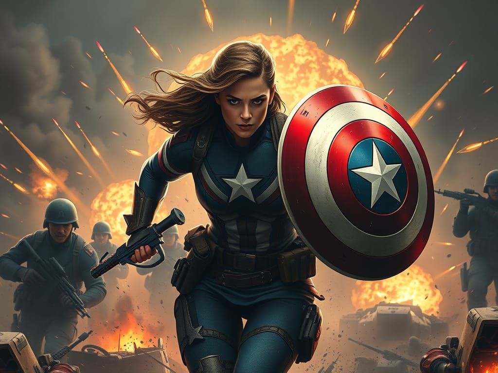 Captain Carter Battles Through War-Torn WWII in a Union Jack...