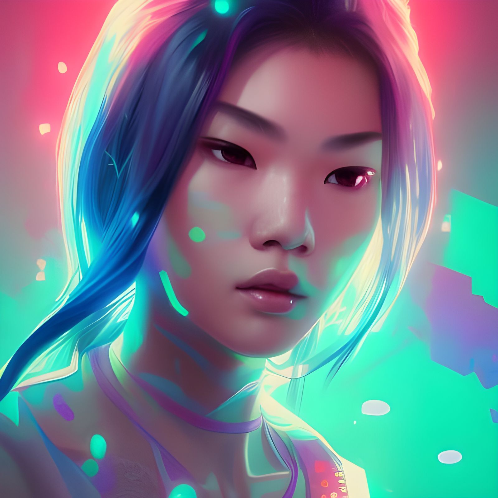 Neon Glitch Gamer Girl Portrait in Unreal Engine