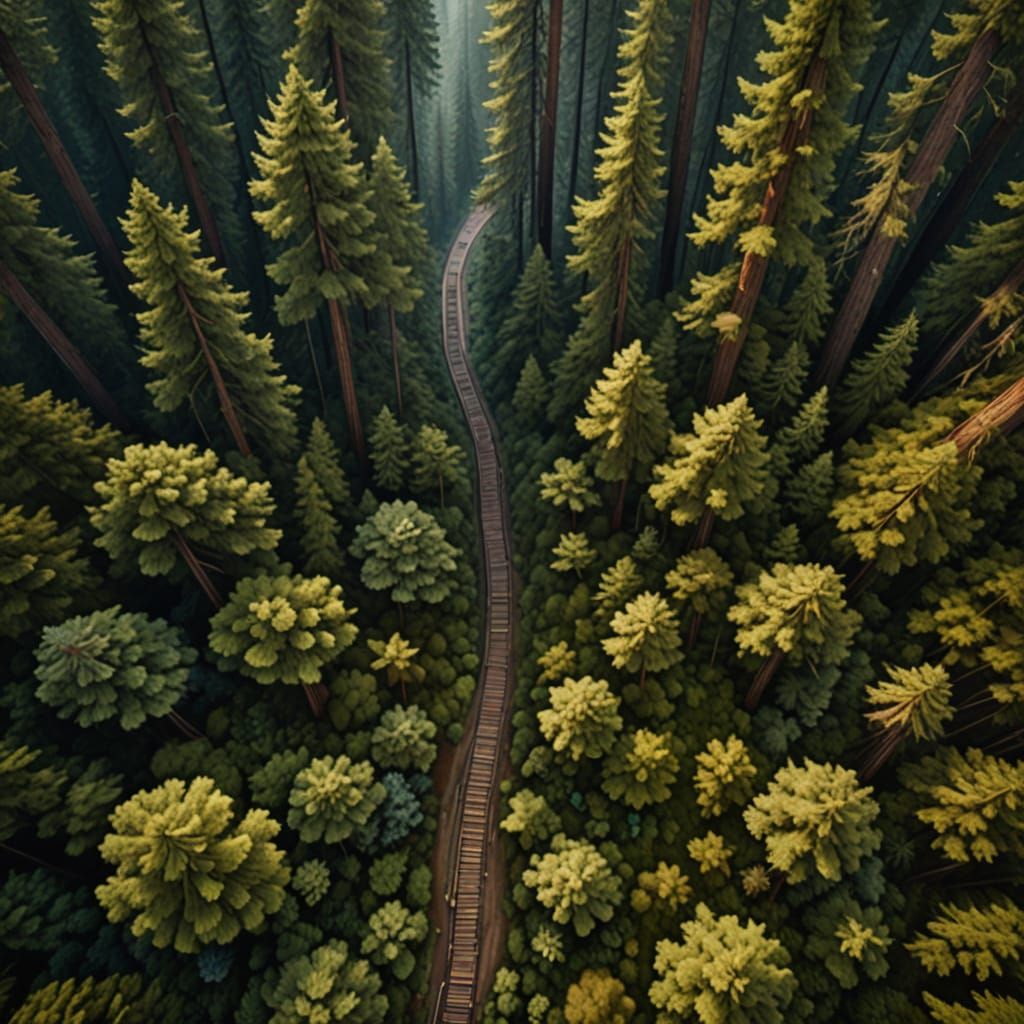Bird Path Through Redwood Forest: Digital Matte Painting