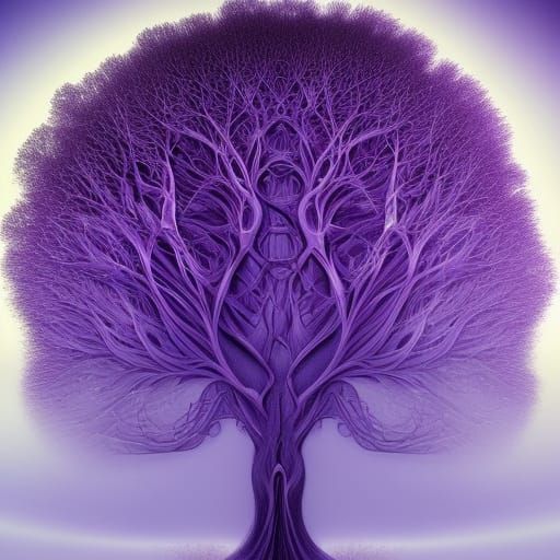 Purple Fractal Tree in Visionary Art Style