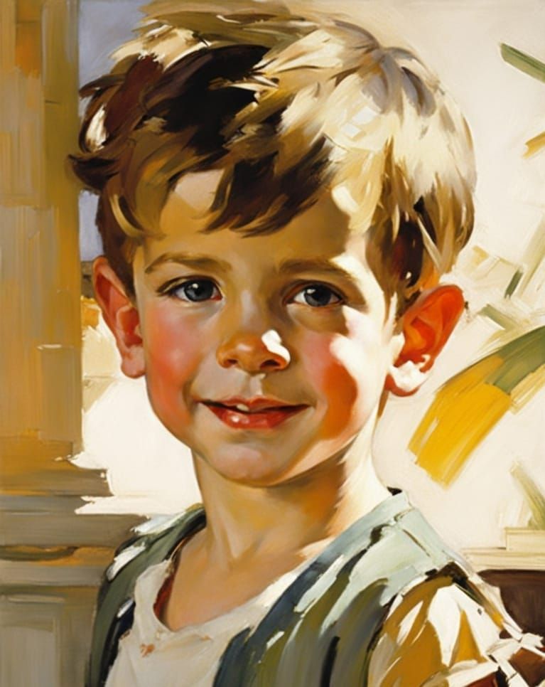 Youthful Boy in Expressive Oil Paint