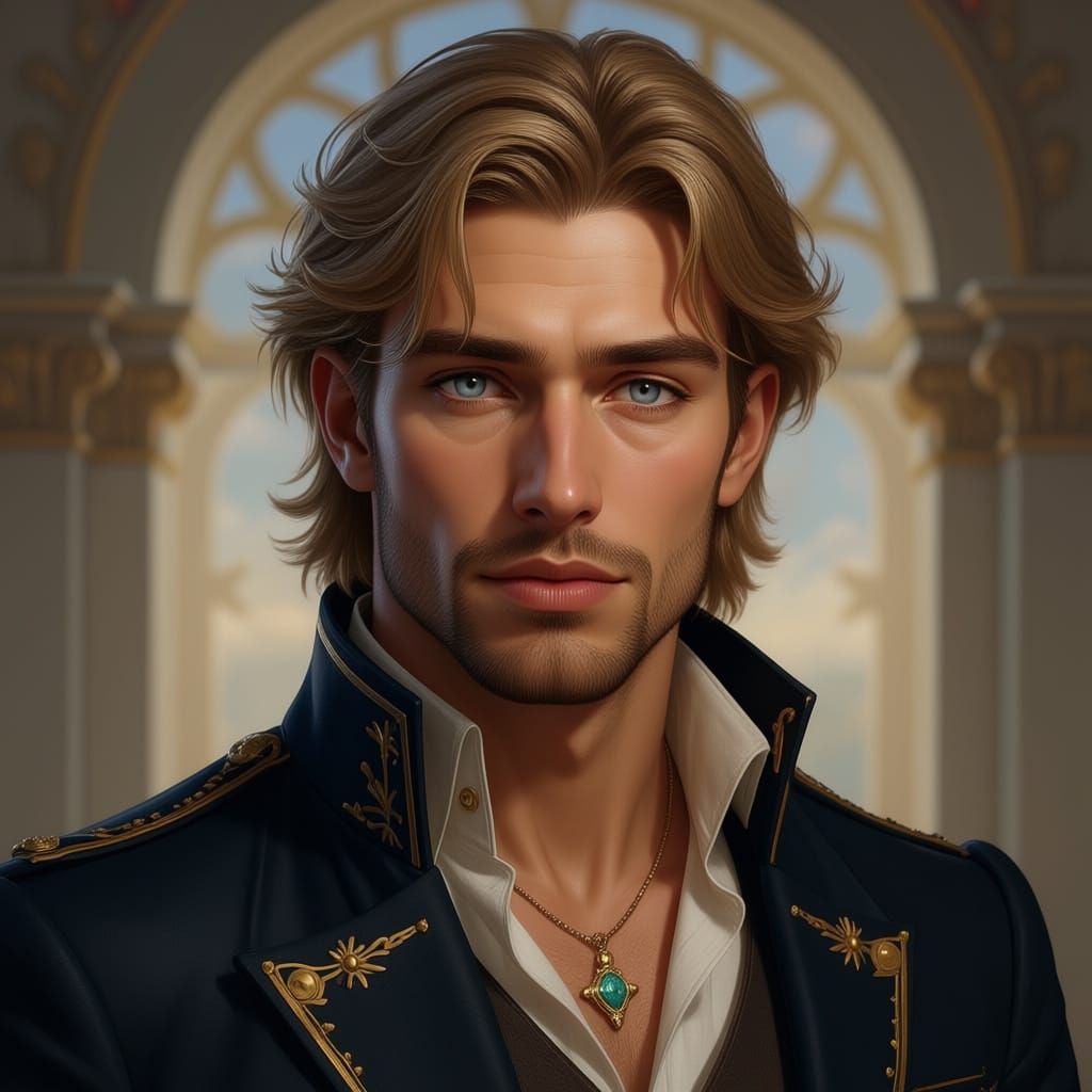 Handsome Prince with Blonde Hair and Blue Eyes