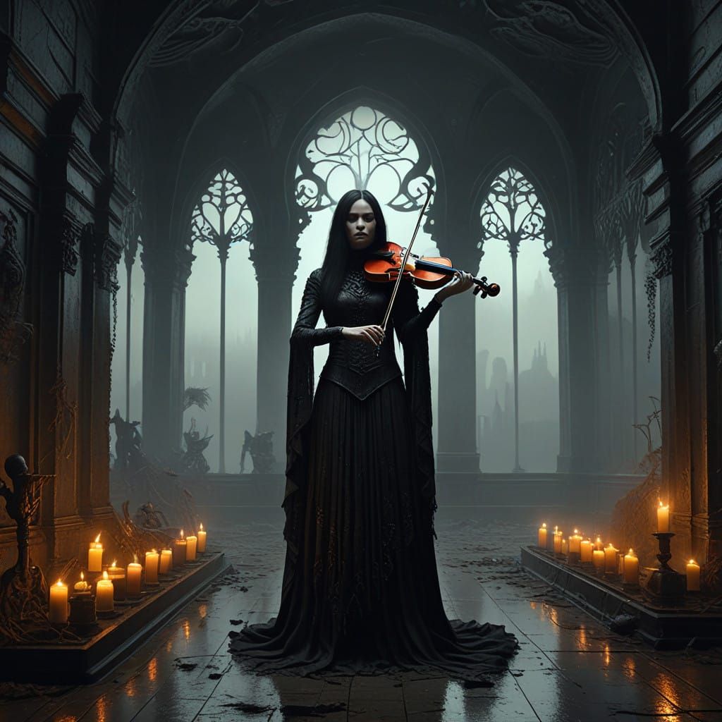 Gothic Violinist in Dark Fantasy Style