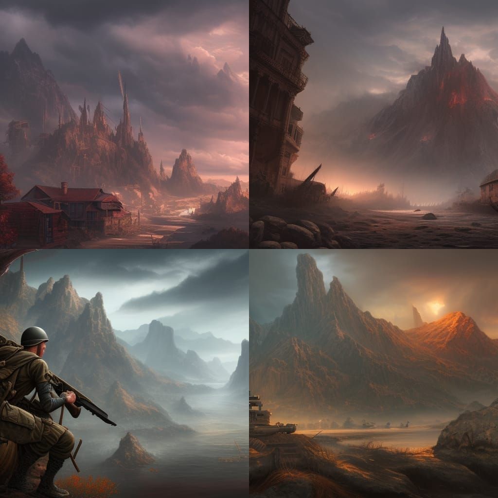 Detailed Matte Painting of World War 2 in 8K