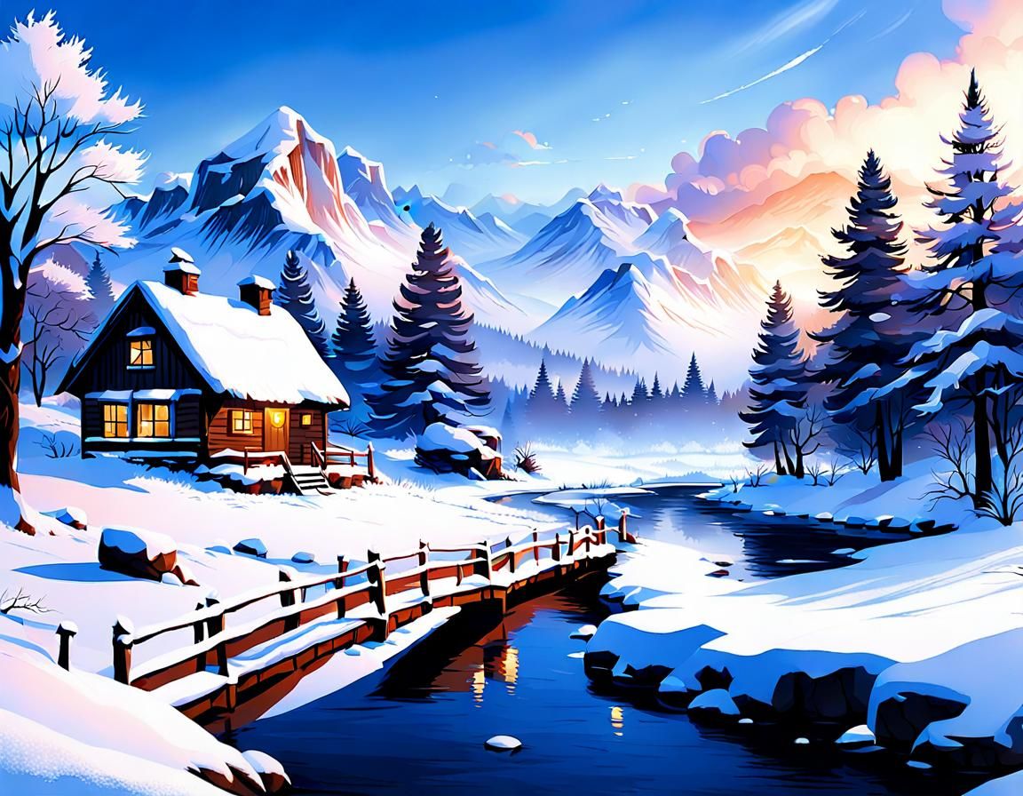 Peaceful Winter Scene in a Snowy Landscape