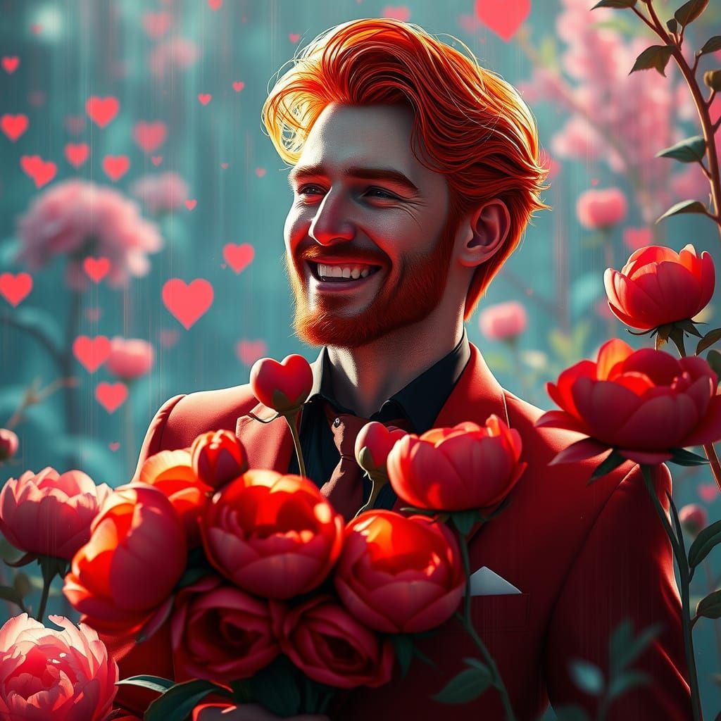 Romantic Gentleman in Vibrant Garden