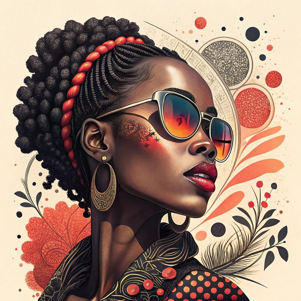 Surreal Portrait of an American Black Woman in Afrofuturist....