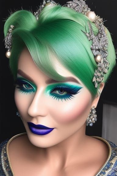 Deadly Mermaid with Blue-Green Hair: Photorealistic Portrait