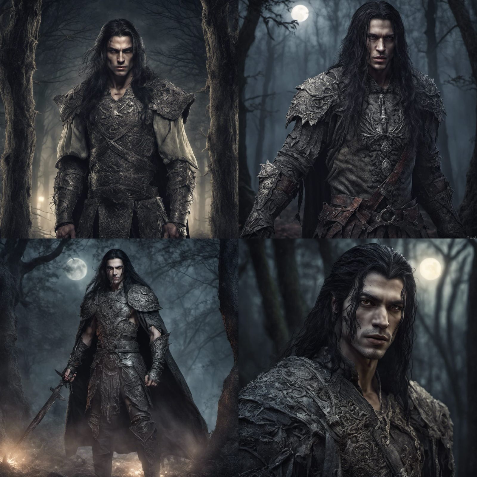 Carpathian Vampire Warrior in Moonlit Woods
