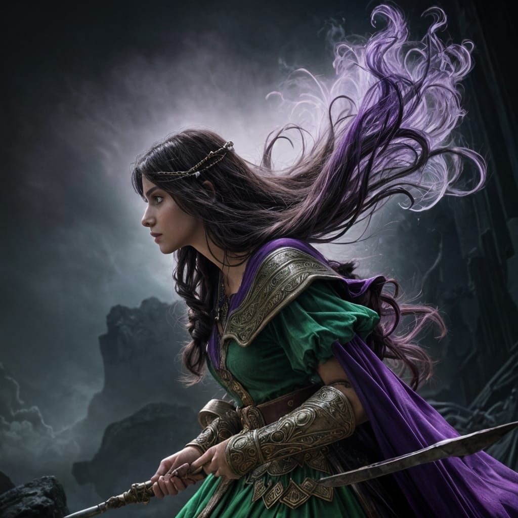 Esmeralda the Enchantress: Gouache Style Portrait