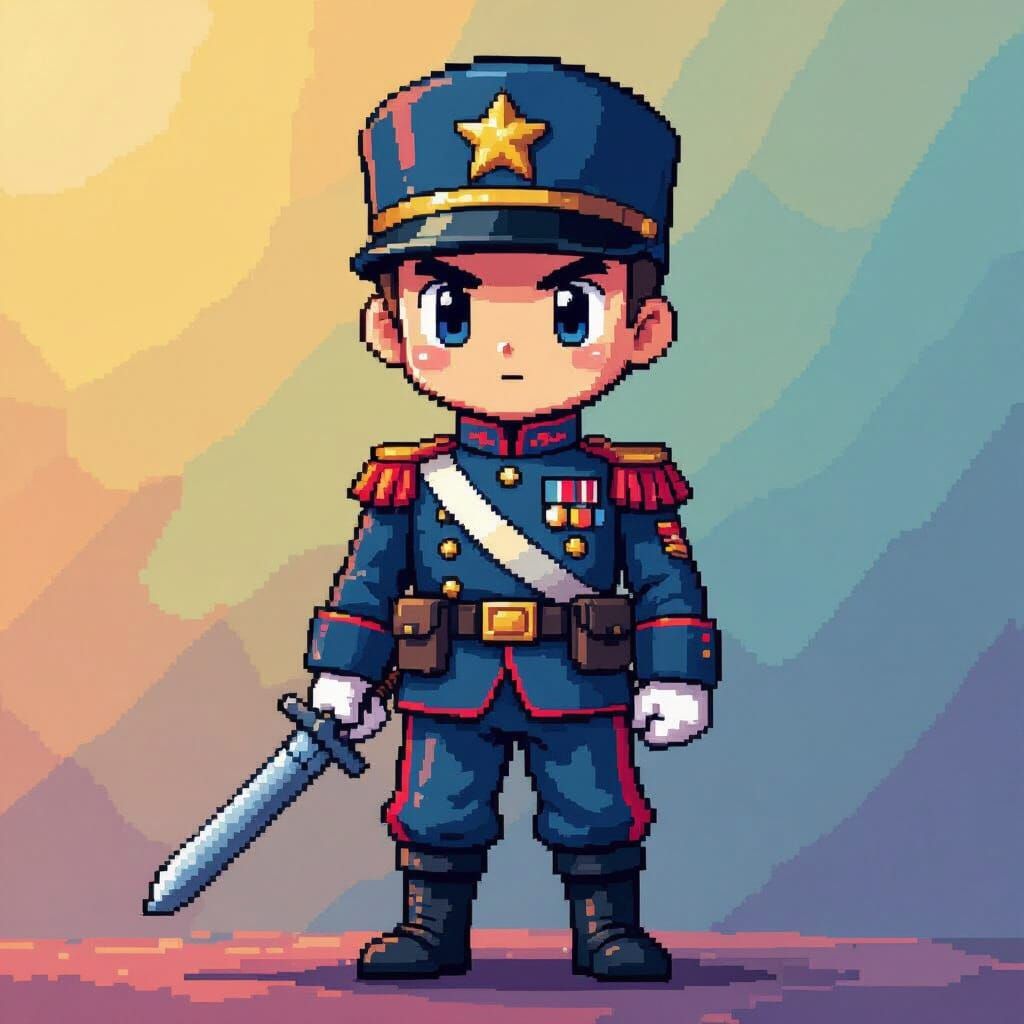 Pixel Art Toy Soldier in Anime Style