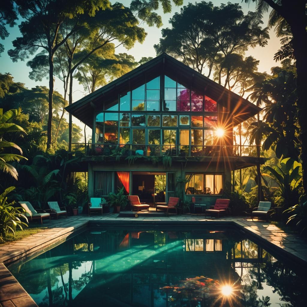 Double Exposure: Living Room and Jungle Fusion