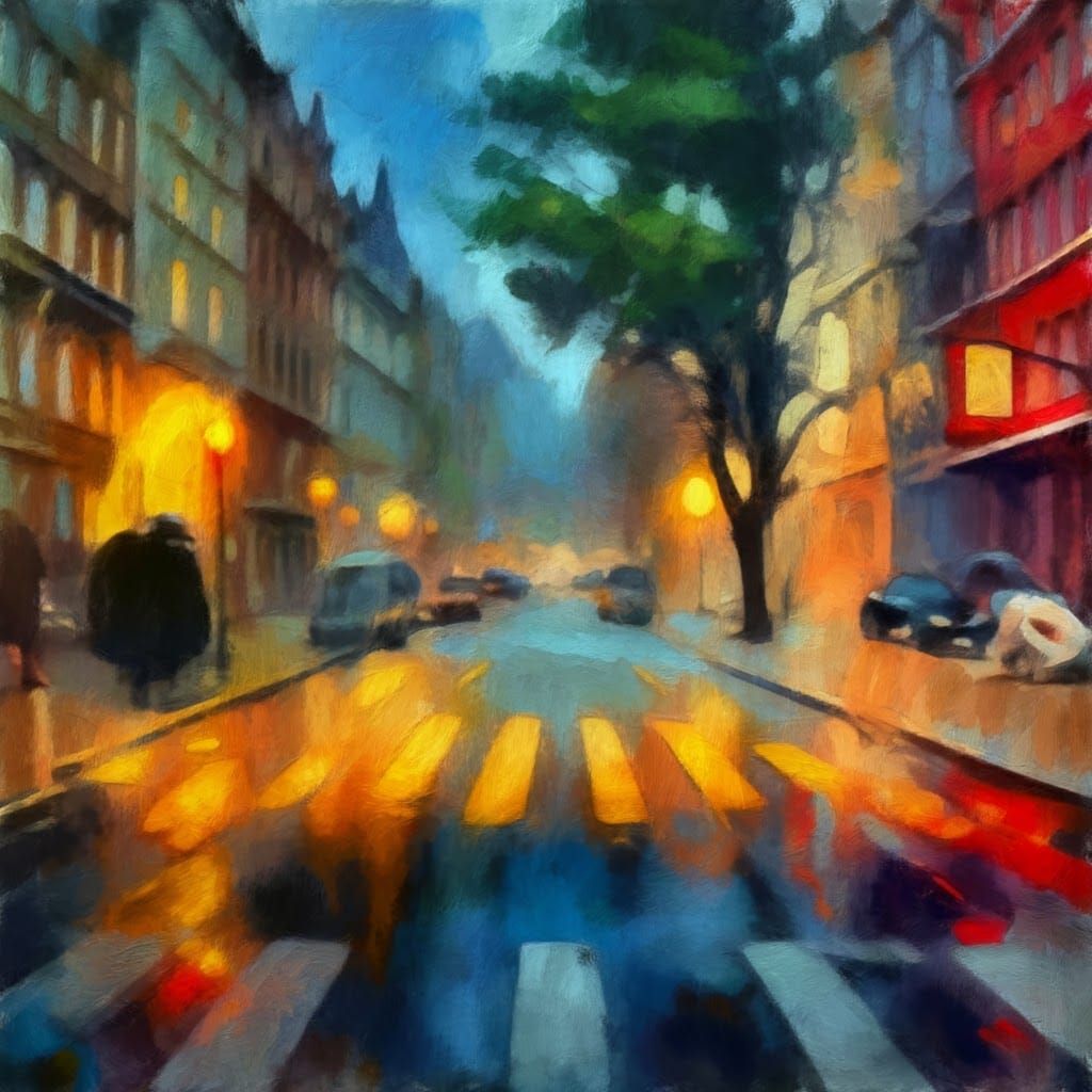 Colorful Expressionist Painting with Impasto Texture