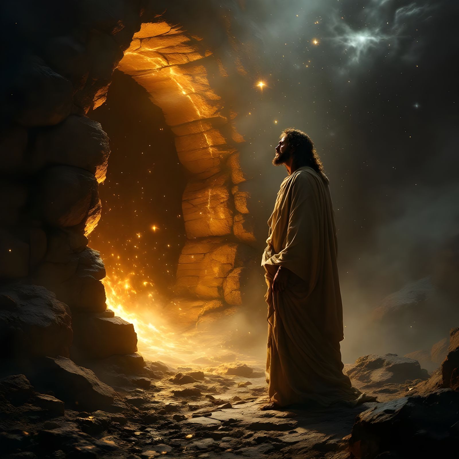 Raising of Lazarus in Dramatic Chiaroscuro