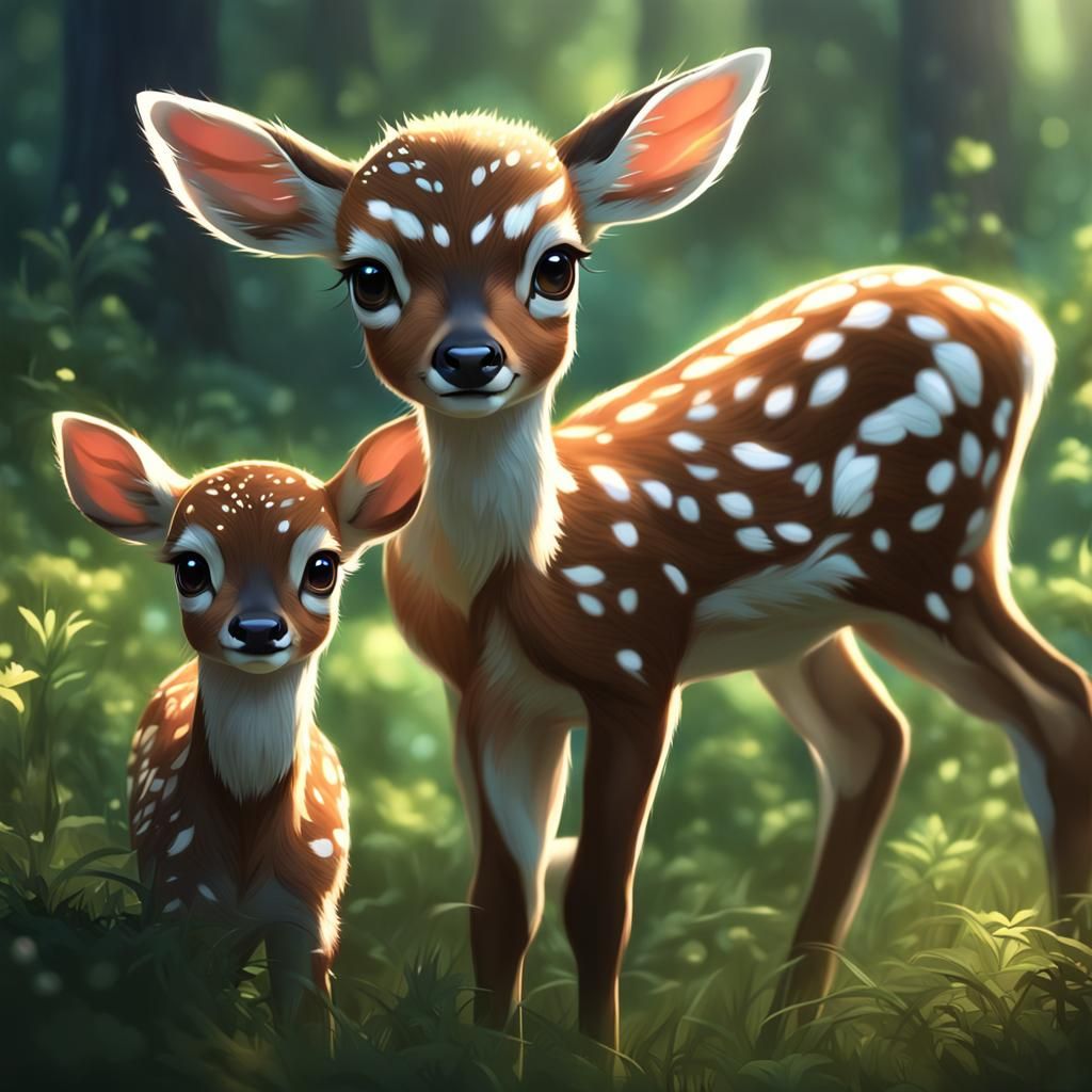 Detailed 3D Anime Baby Deer Concept Art