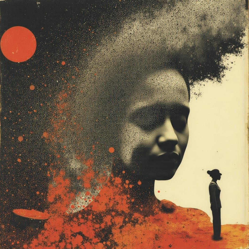 Abstract Obsidian Paper Collage Art