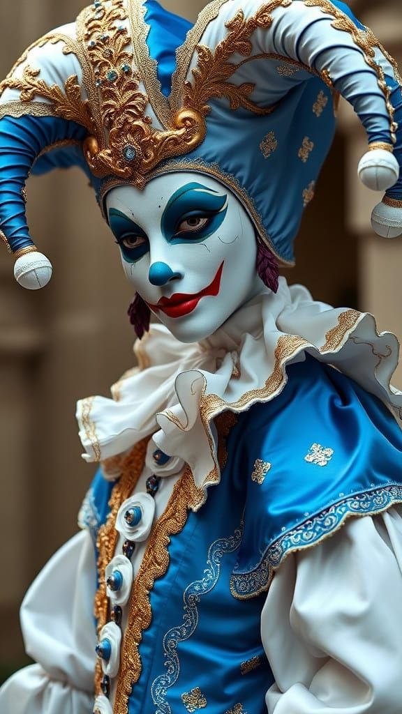 Venetian Beauty in Blue and Gold