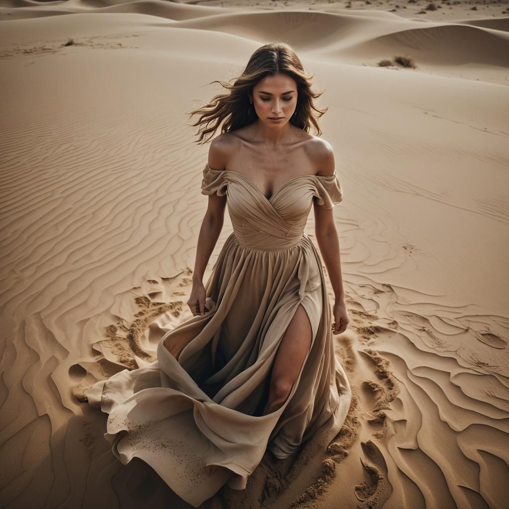 Sand Dress Cinematic Portrait of a Woman