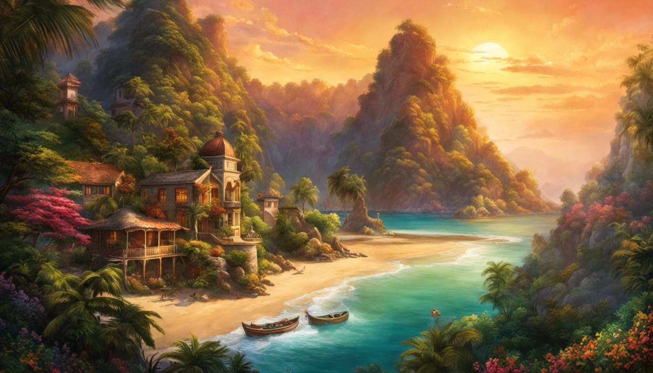 Enchanted Beach in Belize: Hyperrealistic Film Noir Photo