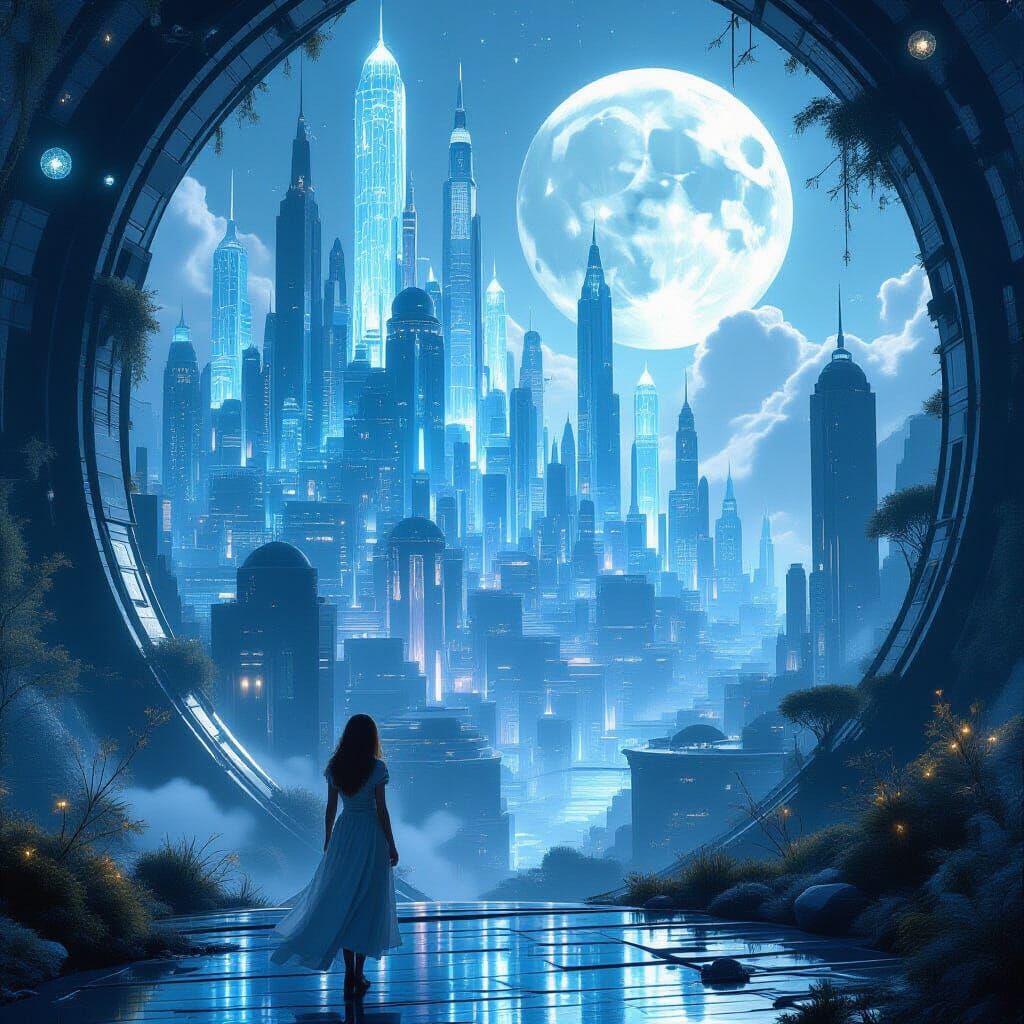 Glass Metropolis Explorer in Ethereal Style