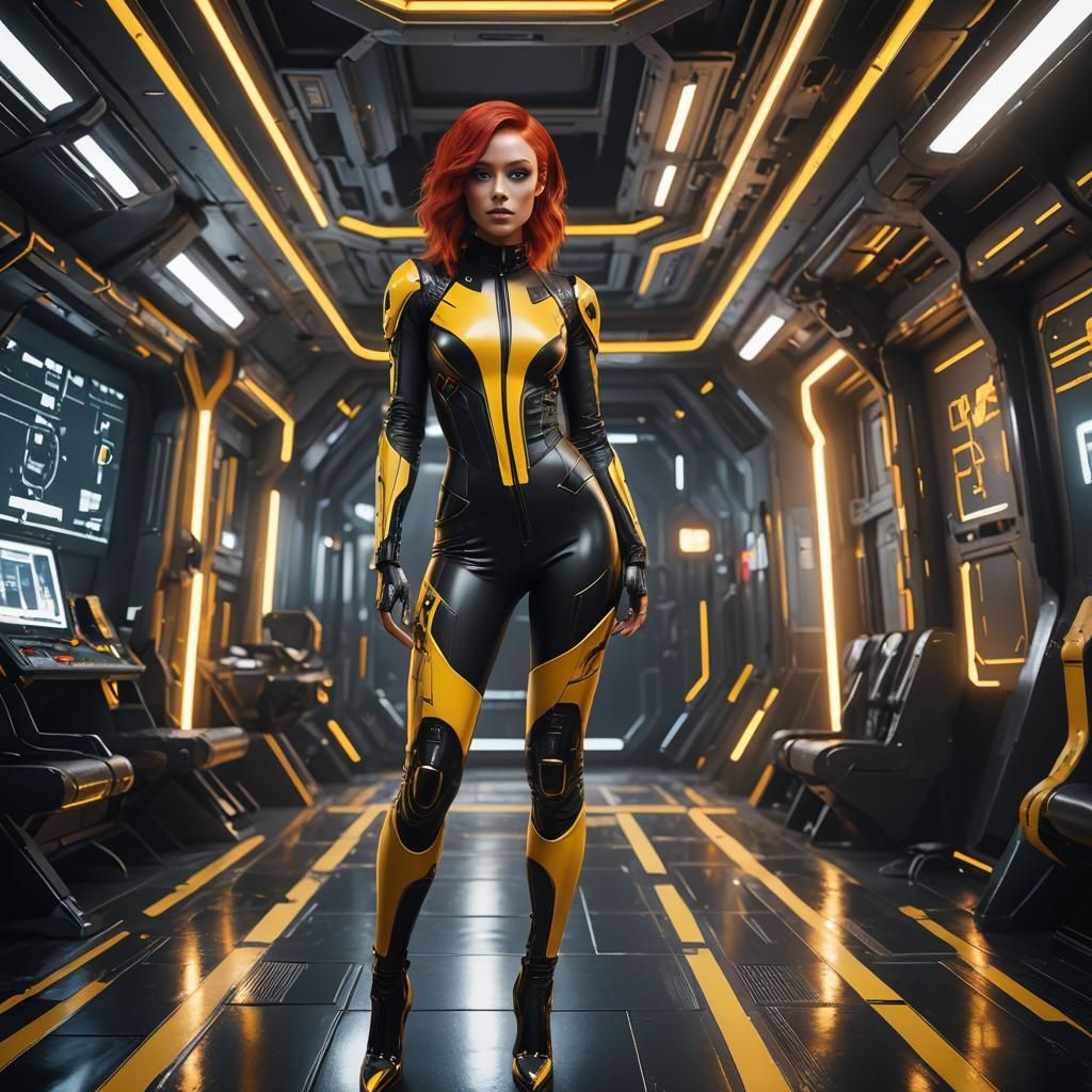 Latina Girl in Cyberpunk Ship, Unreal Engine 5