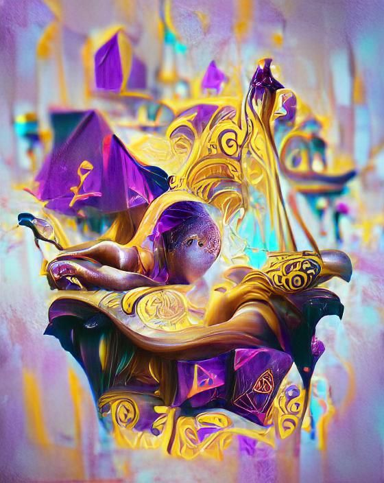 Dark Fantasy Concept Art in Purple and Yellow