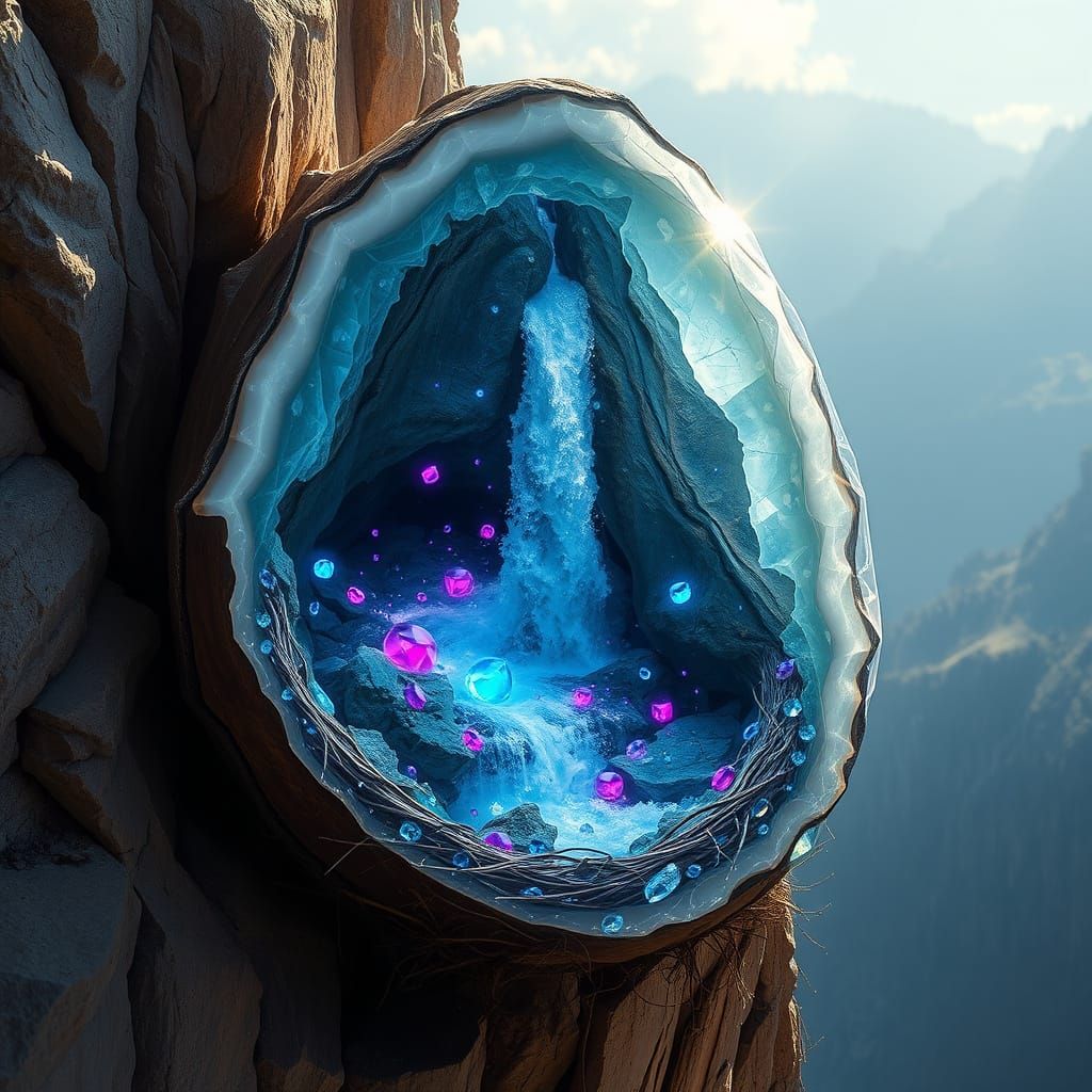 Waterfall Inside Geode in Hawk's Nest