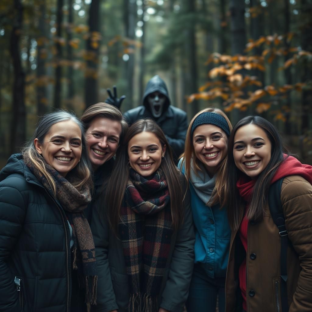 Creepy Forest Figure Photobombs Friends' Photo