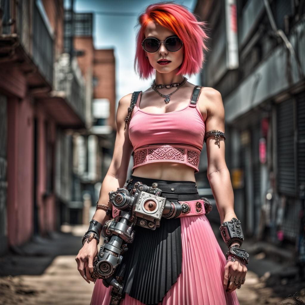 Cyberpunk Gypsy Princess with Robotic Arm