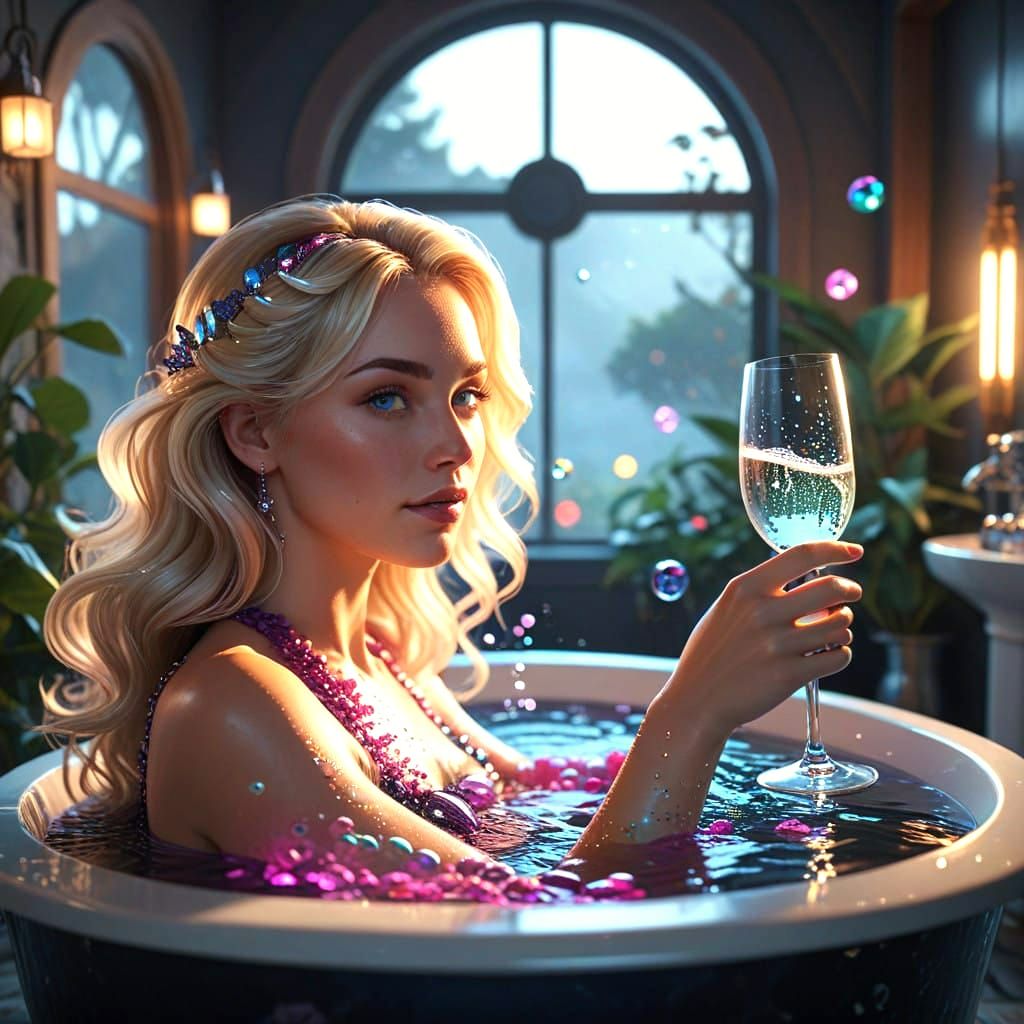 Surreal Mermaid Bath Scene in Hamptons Beach House Style