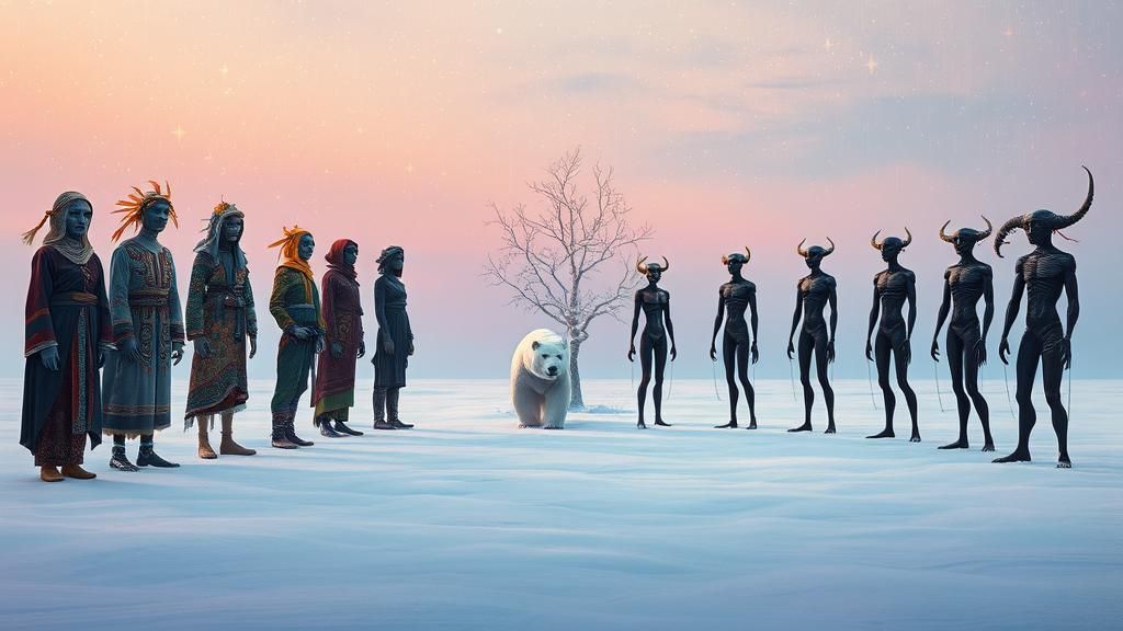 Surreal Dreamscape Gathering on a Snowfield