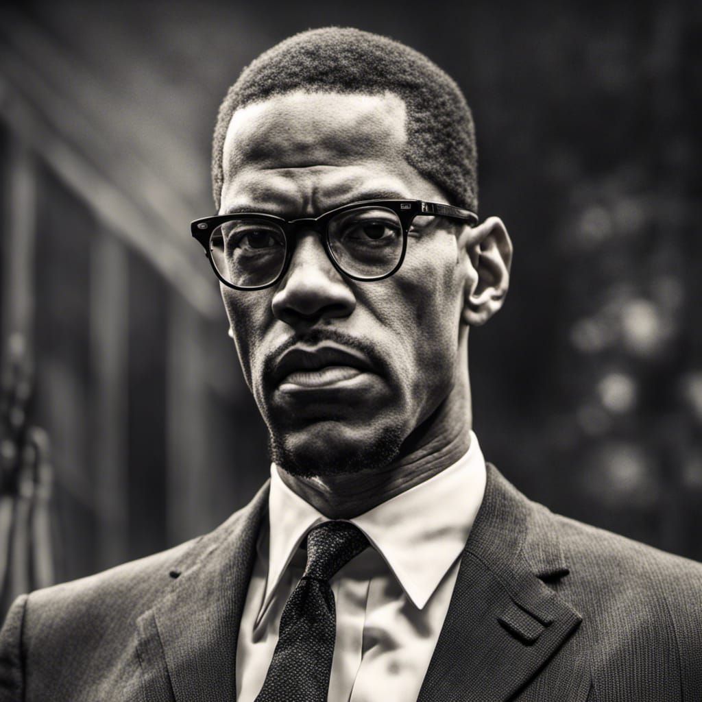 Malcolm X as Politician in Hyperrealistic Style